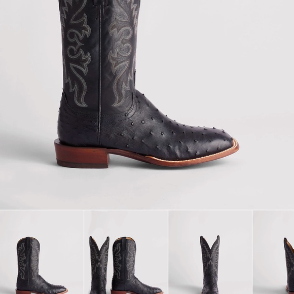 Lucchese Black Ostrich Leather Boots - Picture 2 of 2